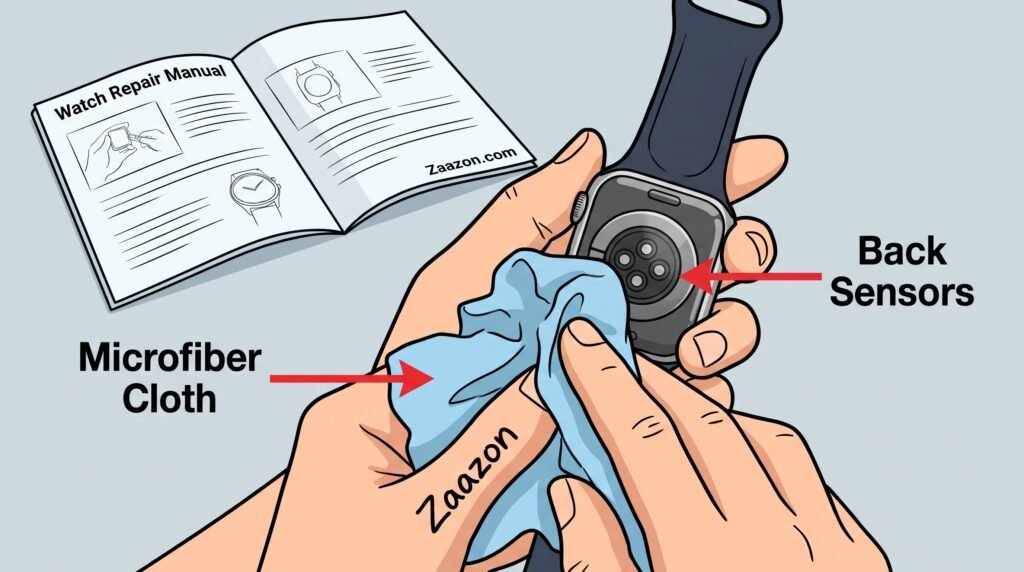 wiping back glass sensors with a clean microfiber cleaning cloth