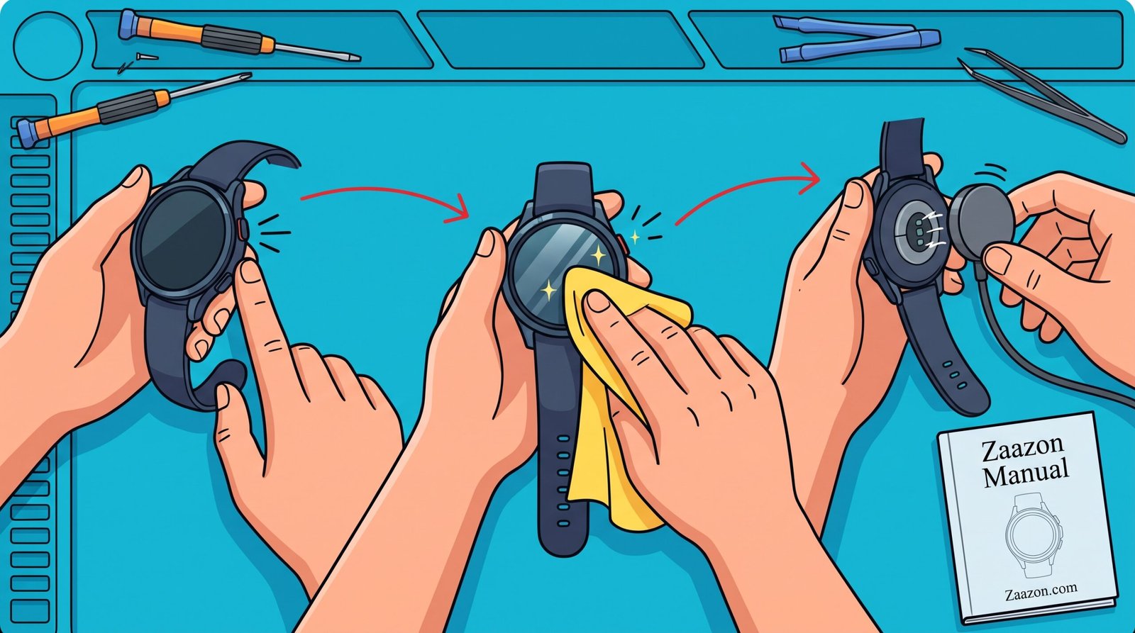 how to fix a slow running smart watch guide and repair tools banner