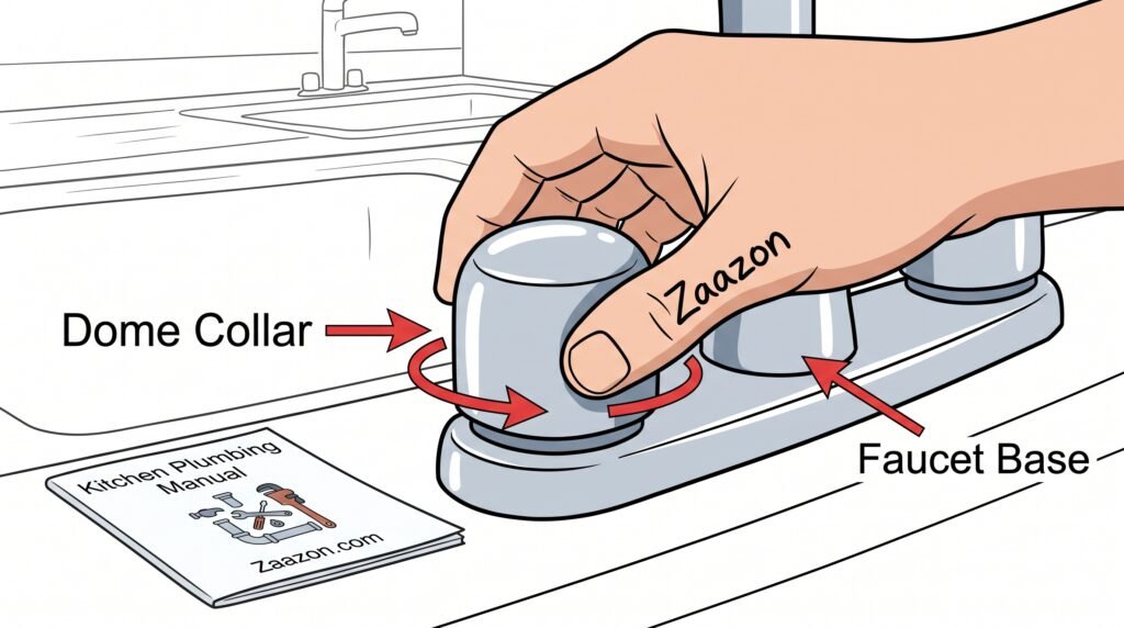 Covering a stainless steel kitchen sink drain hole with a soft dry towel